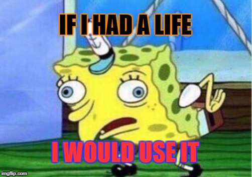 Mocking Spongebob | IF I HAD A LIFE; I WOULD USE IT | image tagged in memes,mocking spongebob | made w/ Imgflip meme maker
