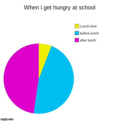 When i get hungry at school | after lunch, before lunch, Lunch time | image tagged in funny,pie charts | made w/ Imgflip chart maker