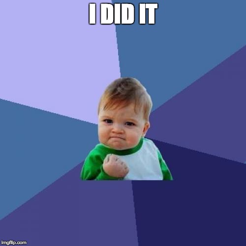 Success Kid | I DID IT | image tagged in memes,success kid | made w/ Imgflip meme maker