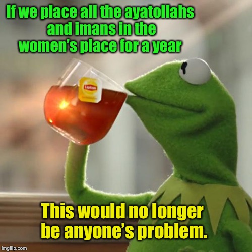 But That's None Of My Business Meme | If we place all the ayatollahs and imans in the women’s place for a year This would no longer be anyone’s problem. | image tagged in memes,but thats none of my business,kermit the frog | made w/ Imgflip meme maker