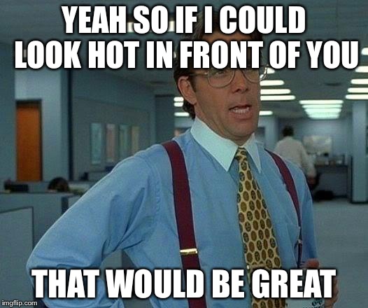 That Would Be Great Meme | YEAH SO IF I COULD LOOK HOT IN FRONT OF YOU THAT WOULD BE GREAT | image tagged in memes,that would be great | made w/ Imgflip meme maker