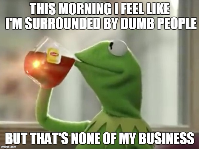 THIS MORNING I FEEL LIKE I'M SURROUNDED BY DUMB PEOPLE; BUT THAT'S NONE OF MY BUSINESS | made w/ Imgflip meme maker