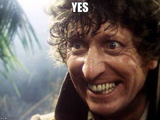 Excited 4th Doctor | YES | image tagged in excited 4th doctor | made w/ Imgflip meme maker