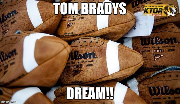 Patriots Footballs | TOM BRADYS; DREAM!! | image tagged in patriots footballs | made w/ Imgflip meme maker
