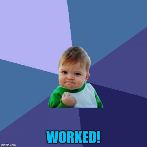 Success Kid Meme | WORKED! | image tagged in memes,success kid | made w/ Imgflip meme maker