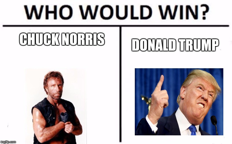 Hmm... This one's gonna be a tough one... | CHUCK NORRIS; DONALD TRUMP | image tagged in memes,who would win,funny,chuck norris,donald trump | made w/ Imgflip meme maker