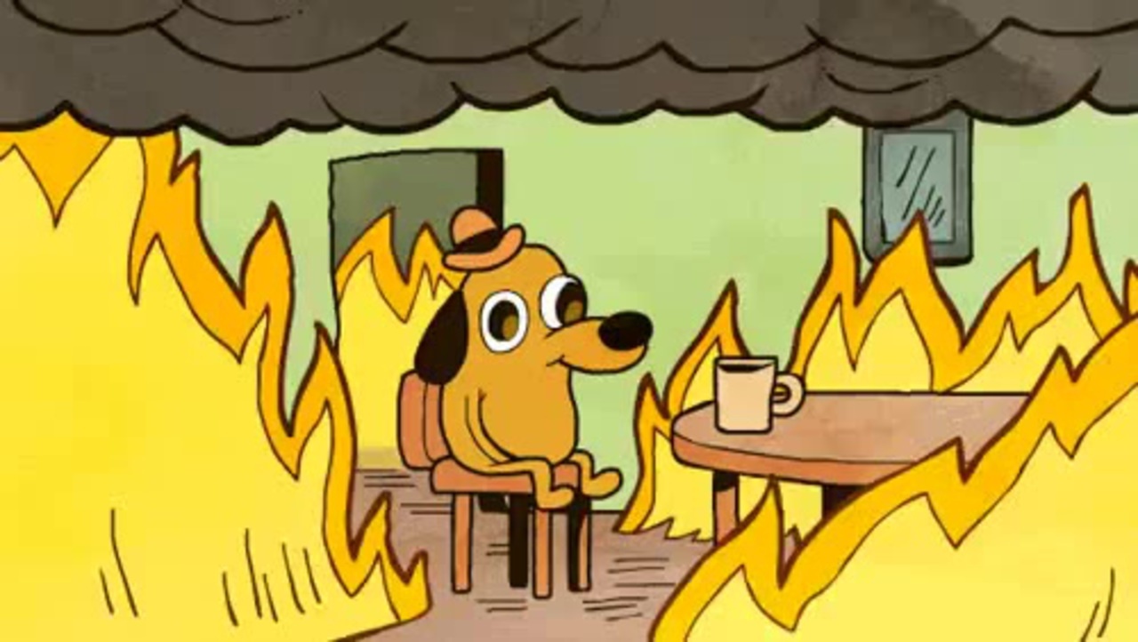 High Quality dog in fire Blank Meme Template