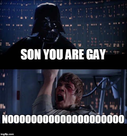 Star Wars No Meme | SON YOU ARE GAY; NOOOOOOOOOOOOOOOOOOOO | image tagged in memes,star wars no | made w/ Imgflip meme maker