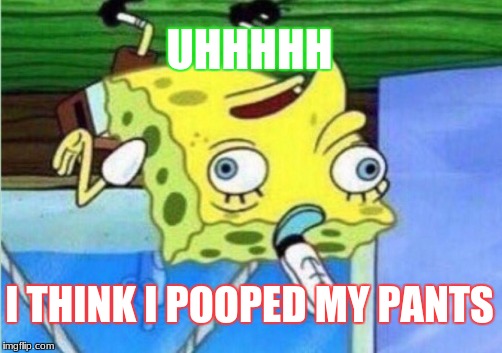 Mocking Spongebob Meme | UHHHHH; I THINK I POOPED MY PANTS | image tagged in memes,mocking spongebob | made w/ Imgflip meme maker