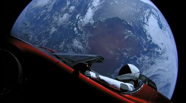 High Quality Tesla in Space Blank Meme Template