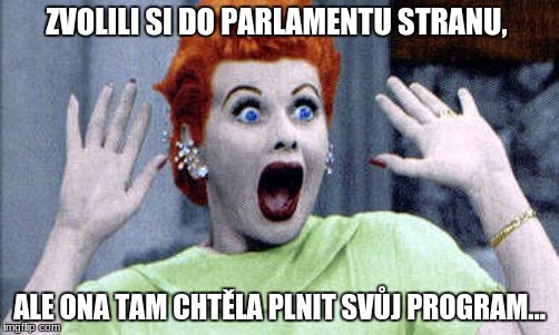  ZVOLILI SI DO PARLAMENTU STRANU, ALE ONA TAM CHTĚLA PLNIT SVŮJ PROGRAM... | made w/ Imgflip meme maker
