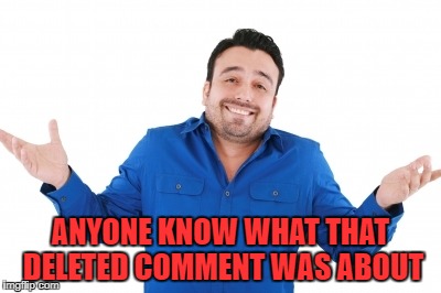 ANYONE KNOW WHAT THAT DELETED COMMENT WAS ABOUT | made w/ Imgflip meme maker