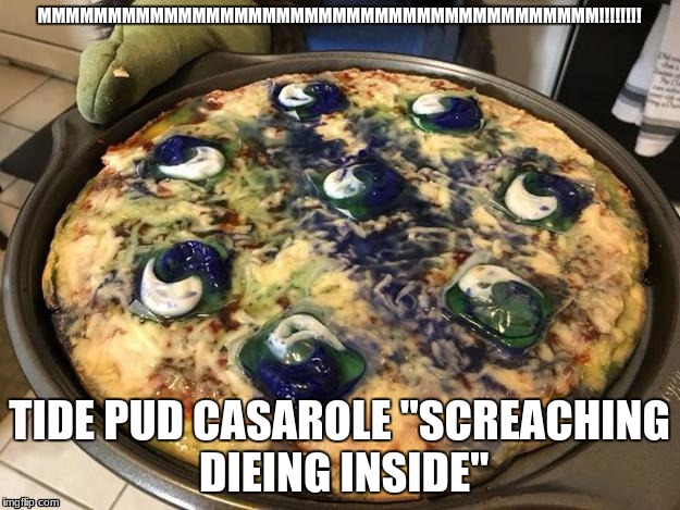 tide pod pizza | MMMMMMMMMMMMMMMMMMMMMMMMMMMMMMMMMMMMMMMM!!!!!!!! TIDE PUD CASAROLE "SCREACHING DIEING INSIDE" | image tagged in tide pod pizza | made w/ Imgflip meme maker