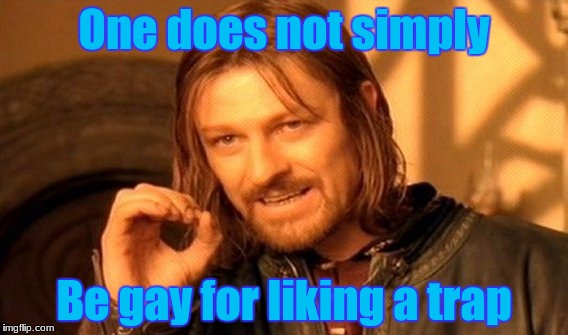 lol XD | One does not simply; Be gay for liking a trap | image tagged in memes,one does not simply | made w/ Imgflip meme maker