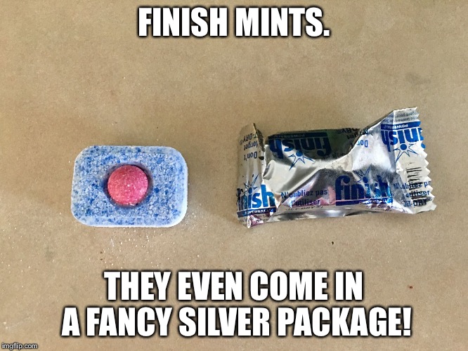 FINISH MINTS. THEY EVEN COME IN A FANCY SILVER PACKAGE! | image tagged in finish mints they even come in a fancy silver package | made w/ Imgflip meme maker
