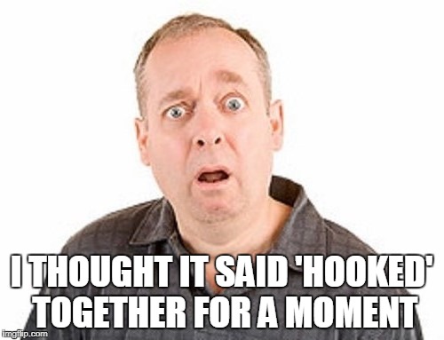 I THOUGHT IT SAID 'HOOKED' TOGETHER FOR A MOMENT | made w/ Imgflip meme maker