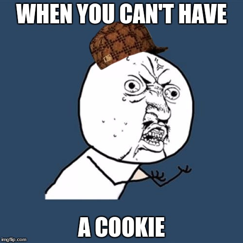 Y U No Meme | WHEN YOU CAN'T HAVE; A COOKIE | image tagged in memes,y u no,scumbag | made w/ Imgflip meme maker