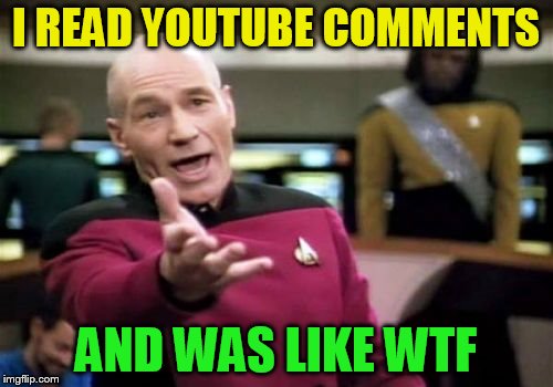 Picard Wtf Meme | I READ YOUTUBE COMMENTS AND WAS LIKE WTF | image tagged in memes,picard wtf | made w/ Imgflip meme maker
