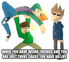 there are always those friends.. | WHEN YOU HAVE WEIRD FRIENDS AND YOU ARE JUST THERE CAUSE YOU HAVE NO LIFE | image tagged in meme,friends | made w/ Imgflip meme maker