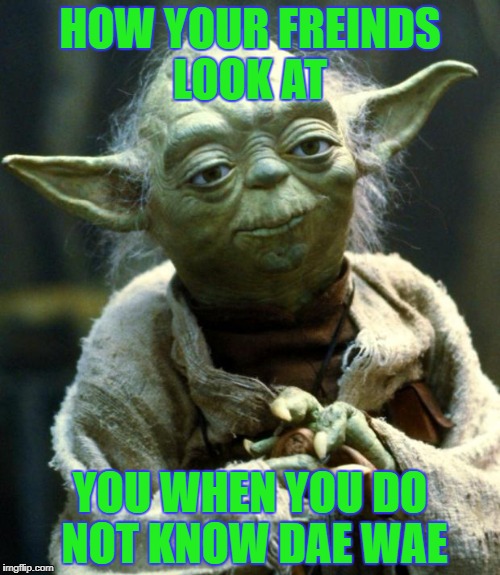 Star Wars Yoda Meme | HOW YOUR FREINDS LOOK AT; YOU WHEN YOU DO NOT KNOW DAE WAE | image tagged in memes,star wars yoda | made w/ Imgflip meme maker