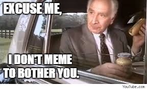 EXCUSE ME, I DON'T MEME TO BOTHER YOU. | image tagged in memes,excuse me,how rude | made w/ Imgflip meme maker