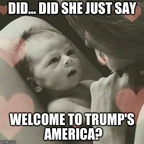 Hey God, Dude! SERIOUSLY?!? | DID... DID SHE JUST SAY; WELCOME TO TRUMP'S AMERICA? | image tagged in memes,political meme,trump,god dude | made w/ Imgflip meme maker