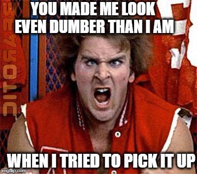 YOU MADE ME LOOK EVEN DUMBER THAN I AM WHEN I TRIED TO PICK IT UP | made w/ Imgflip meme maker