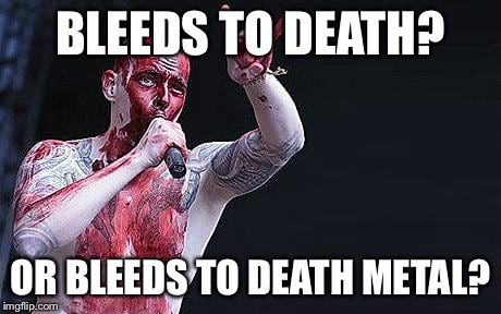 BLEEDS TO DEATH? OR BLEEDS TO DEATH METAL? | made w/ Imgflip meme maker
