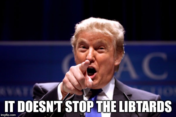 Your President BWHA-HA-HA! | IT DOESN'T STOP THE LIBTARDS | image tagged in your president bwha-ha-ha | made w/ Imgflip meme maker