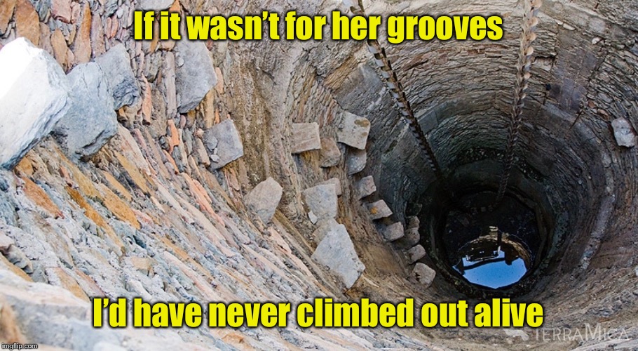 If it wasn’t for her grooves I’d have never climbed out alive | made w/ Imgflip meme maker