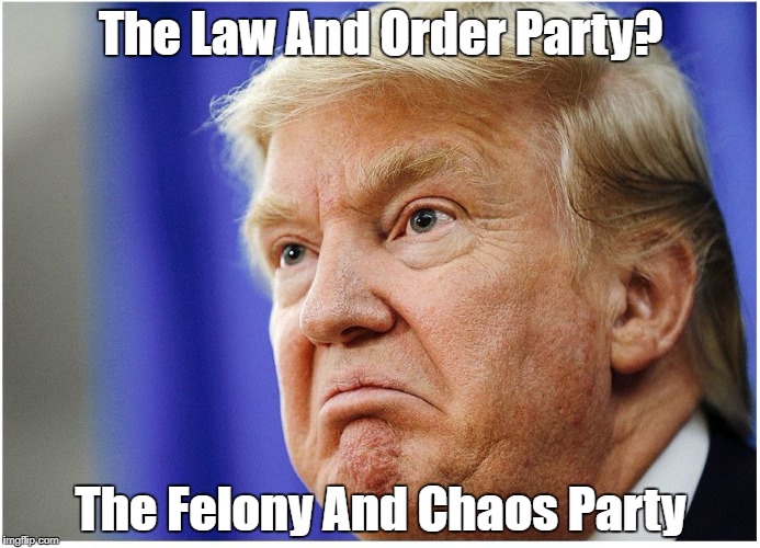 The Law And Order Party | The Law And Order Party? The Felony And Chaos Party | image tagged in law,order | made w/ Imgflip meme maker