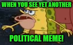 You know what, IT'S TIME TO STOP! |  WHEN YOU SEE YET ANOTHER; POLITICAL MEME! | image tagged in memes,spongegar,political meme | made w/ Imgflip meme maker