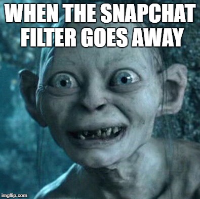 Gollum Meme | WHEN THE SNAPCHAT FILTER GOES AWAY | image tagged in memes,gollum | made w/ Imgflip meme maker