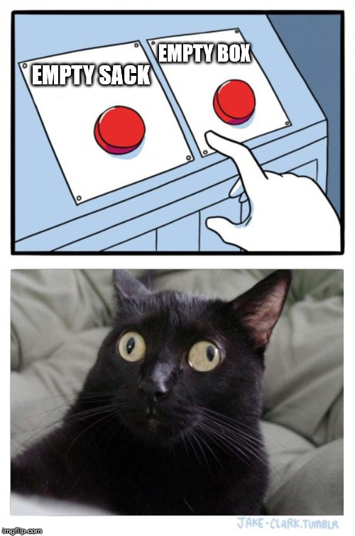 Two Buttons Meme | EMPTY SACK EMPTY BOX | image tagged in memes,two buttons | made w/ Imgflip meme maker