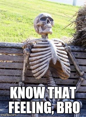 Waiting Skeleton Meme | KNOW THAT FEELING, BRO | image tagged in memes,waiting skeleton | made w/ Imgflip meme maker