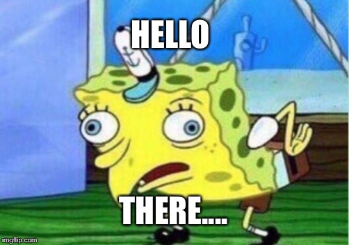 Mocking Spongebob | HELLO; THERE.... | image tagged in memes,mocking spongebob | made w/ Imgflip meme maker