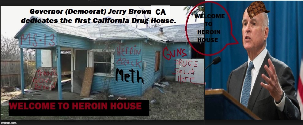 Gov Jerry Brown CA Dem Loser Scumbag anti-american trash  | image tagged in gov jerry brown democrat dem loser trash scum | made w/ Imgflip meme maker