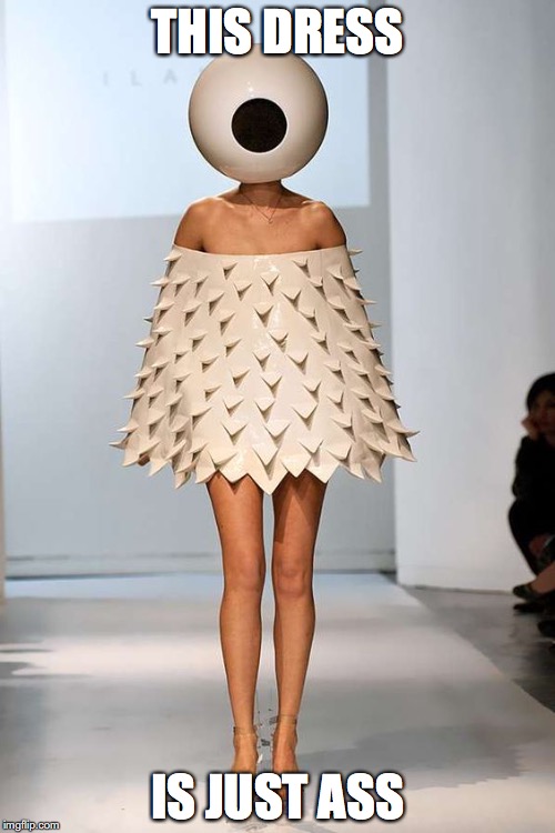 Meaningless Dress | THIS DRESS; IS JUST ASS | image tagged in runway fashion,memes | made w/ Imgflip meme maker