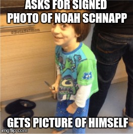 When you ask for legos | ASKS FOR SIGNED PHOTO OF NOAH SCHNAPP; GETS PICTURE OF HIMSELF | image tagged in memes,funny,stranger things | made w/ Imgflip meme maker