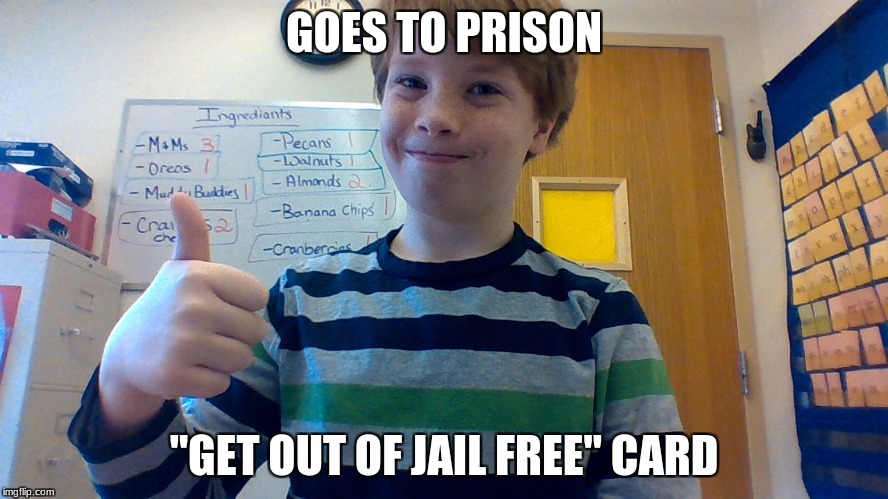 Good Luck Gary | GOES TO PRISON "GET OUT OF JAIL FREE" CARD | image tagged in good luck gary,funny memes | made w/ Imgflip meme maker