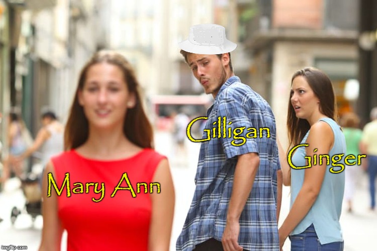Distracted Boyfriend Meme | Gilligan; Ginger; Mary Ann | image tagged in memes,distracted boyfriend,gilligans island,funny | made w/ Imgflip meme maker