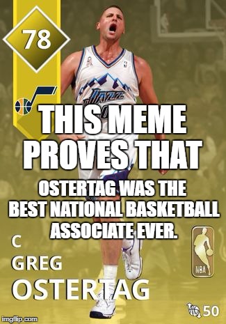 THIS MEME PROVES THAT; OSTERTAG WAS THE BEST NATIONAL BASKETBALL ASSOCIATE EVER. | image tagged in greg ostertag | made w/ Imgflip meme maker