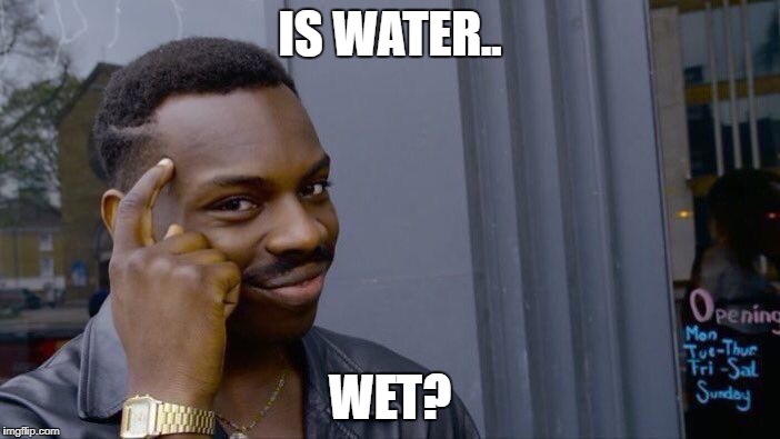 Roll Safe Think About It Meme | IS WATER.. WET? | image tagged in memes,roll safe think about it | made w/ Imgflip meme maker