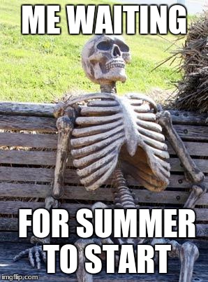 Waiting Skeleton Meme | ME WAITING; FOR SUMMER TO START | image tagged in memes,waiting skeleton | made w/ Imgflip meme maker