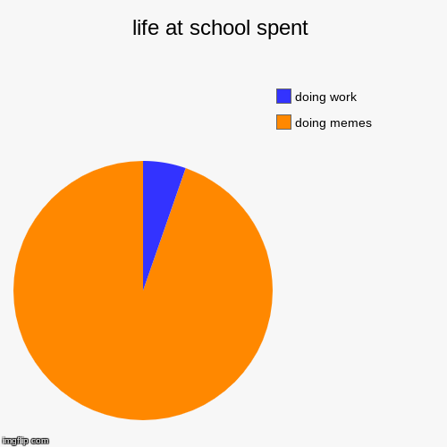 life at school spent | doing memes, doing work | image tagged in funny,pie charts | made w/ Imgflip chart maker