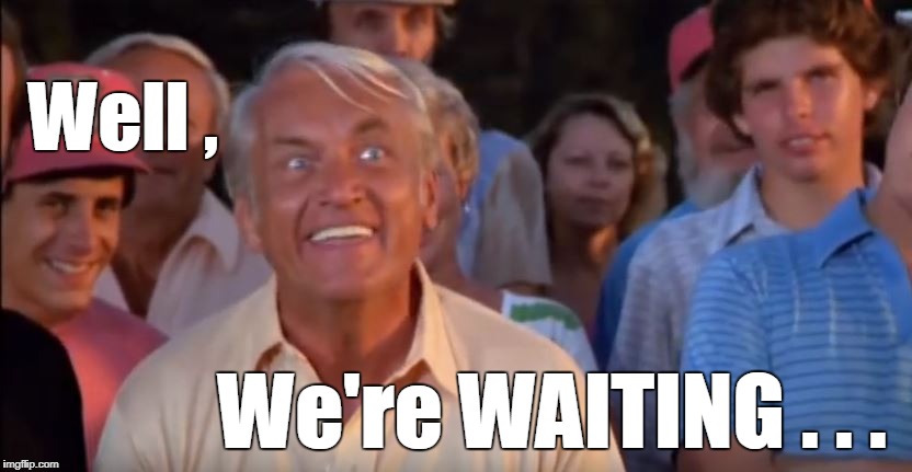 Caddyshack Waiting | Well , We're WAITING . . . | image tagged in caddyshack,funny | made w/ Imgflip meme maker