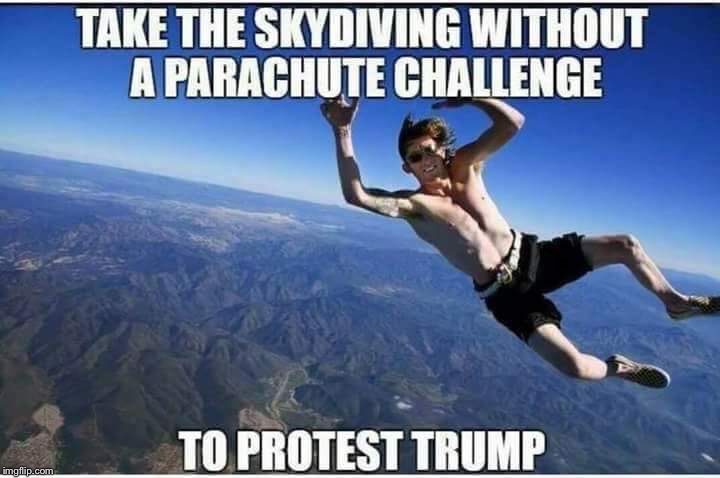 A new challenge for you to protest Trump | . | image tagged in protesters,tide pod challenge | made w/ Imgflip meme maker