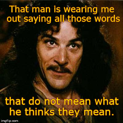 Inigo Montoya | That man is wearing me out saying all those words; that do not mean what he thinks they mean. | image tagged in inigo montoya | made w/ Imgflip meme maker