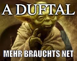 yoda | A DUFTAL; MEHR BRAUCHTS NET | image tagged in yoda | made w/ Imgflip meme maker