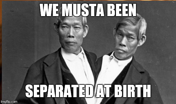 WE MUSTA BEEN SEPARATED AT BIRTH | made w/ Imgflip meme maker